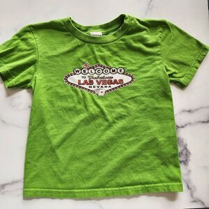 Alstyle kids unisex 5/6 lime green Welcome To Las Vegas tourist t-shirt Nevada